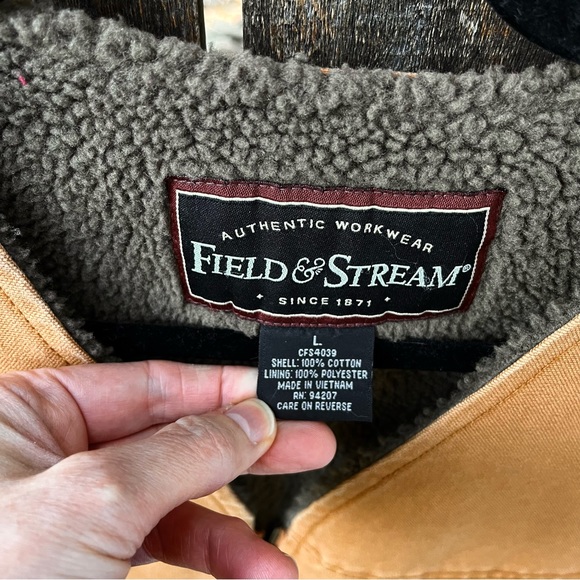 Field & Stream Men’s Workwear Cotton Canvas Faux Sherpa Lined Zip Vest NWOT Sz L - Picture 3 of 11